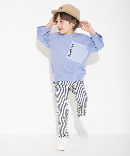 BRANSHES（ブランシェス）の「【プレミアムストレッチ】デニム・ストライプパンツ（デニムパンツ・キッズ・アイボリー/ブルー/ネイビー・100/130/150/120/140/110/90）」の11枚目の写真