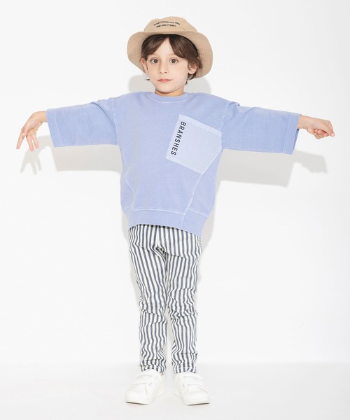 BRANSHES（ブランシェス）の「【プレミアムストレッチ】デニム・ストライプパンツ（デニムパンツ・キッズ・アイボリー/ブルー/ネイビー・100/130/150/120/140/110/90）」の12枚目の写真