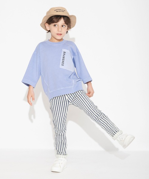 BRANSHES（ブランシェス）の「【プレミアムストレッチ】デニム・ストライプパンツ（デニムパンツ・キッズ・アイボリー/ブルー/ネイビー・100/130/150/120/140/110/90）」の9枚目の写真