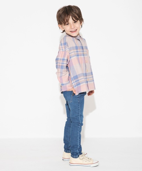 BRANSHES（ブランシェス）の「【プレミアムストレッチ】デニム・ストライプパンツ（デニムパンツ・キッズ・アイボリー/ブルー/ネイビー・100/130/150/120/140/110/90）」の16枚目の写真