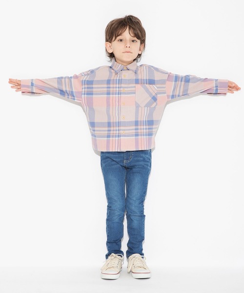 BRANSHES（ブランシェス）の「【プレミアムストレッチ】デニム・ストライプパンツ（デニムパンツ・キッズ・アイボリー/ブルー/ネイビー・100/130/150/120/140/110/90）」の20枚目の写真