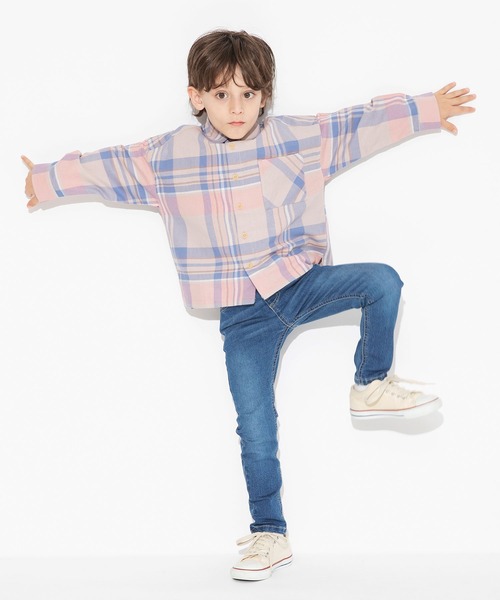 BRANSHES（ブランシェス）の「【プレミアムストレッチ】デニム・ストライプパンツ（デニムパンツ・キッズ・アイボリー/ブルー/ネイビー・100/130/150/120/140/110/90）」の15枚目の写真