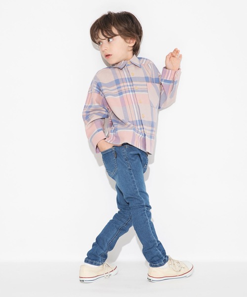 BRANSHES（ブランシェス）の「【プレミアムストレッチ】デニム・ストライプパンツ（デニムパンツ・キッズ・アイボリー/ブルー/ネイビー・100/130/150/120/140/110/90）」の19枚目の写真