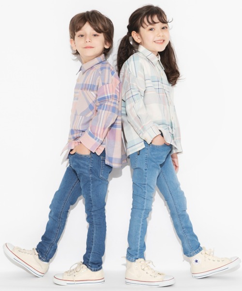 BRANSHES（ブランシェス）の「【プレミアムストレッチ】デニム・ストライプパンツ（デニムパンツ・キッズ・アイボリー/ブルー/ネイビー・100/130/150/120/140/110/90）」の22枚目の写真