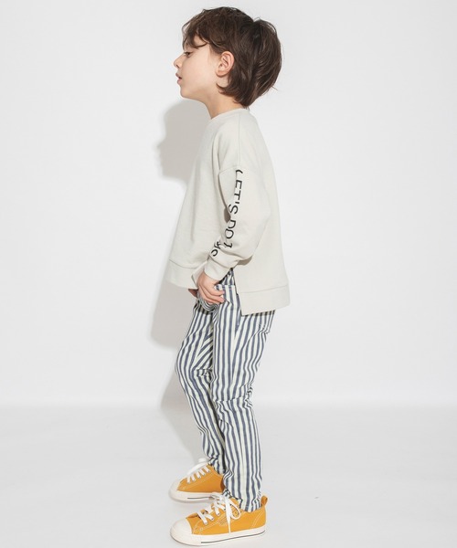 BRANSHES（ブランシェス）の「【プレミアムストレッチ】デニム・ストライプパンツ（デニムパンツ・キッズ・アイボリー/ブルー/ネイビー・100/130/150/120/140/110/90）」の14枚目の写真