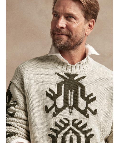 Banana Republic（バナナリパブリック）の「Br Archives コットン リネン インターシャ セーター（ニット/セーター・メンズ・ベージュ/グリーン・L/M/XL）」の11枚目の写真