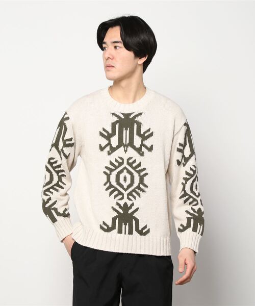 Banana Republic（バナナリパブリック）の「Br Archives コットン リネン インターシャ セーター（ニット/セーター・メンズ・ベージュ/グリーン・L/M/XL）」の3枚目の写真