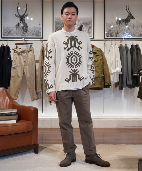 Banana Republic（バナナリパブリック）の「Br Archives コットン リネン インターシャ セーター（ニット/セーター・メンズ・ベージュ/グリーン・L/M/XL）」の7枚目の写真