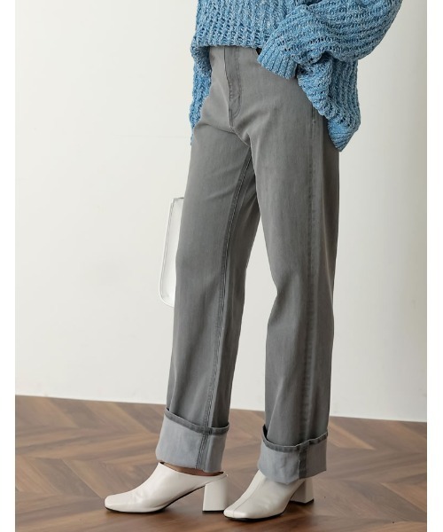 Re:EDIT（リエディ）の「ストレッチリサイクルロールアップデニム（デニムパンツ・レディース・グレー/ネイビー/ブルー・SHORT/LARGE/MEDIUM/TALL）」の4枚目の写真