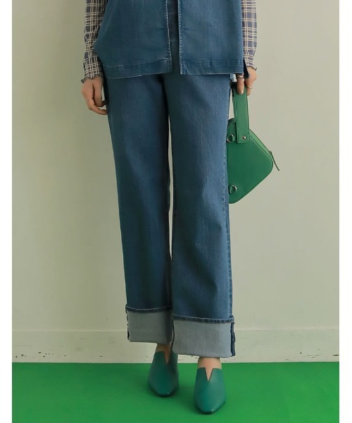 Re:EDIT（リエディ）の「ストレッチリサイクルロールアップデニム（デニムパンツ・レディース・グレー/ネイビー/ブルー・SHORT/LARGE/MEDIUM/TALL）」の10枚目の写真