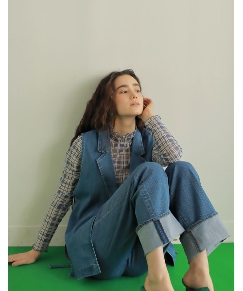 Re:EDIT（リエディ）の「ストレッチリサイクルロールアップデニム（デニムパンツ・レディース・グレー/ネイビー/ブルー・SHORT/LARGE/MEDIUM/TALL）」の12枚目の写真