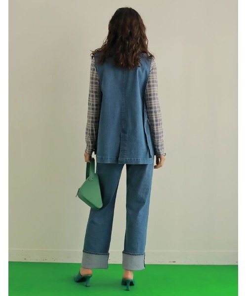 Re:EDIT（リエディ）の「ストレッチリサイクルロールアップデニム（デニムパンツ・レディース・グレー/ネイビー/ブルー・SHORT/LARGE/MEDIUM/TALL）」の13枚目の写真