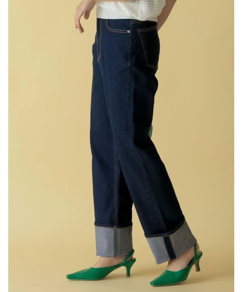 Re:EDIT（リエディ）の「ストレッチリサイクルロールアップデニム（デニムパンツ・レディース・グレー/ネイビー/ブルー・SHORT/LARGE/MEDIUM/TALL）」の19枚目の写真