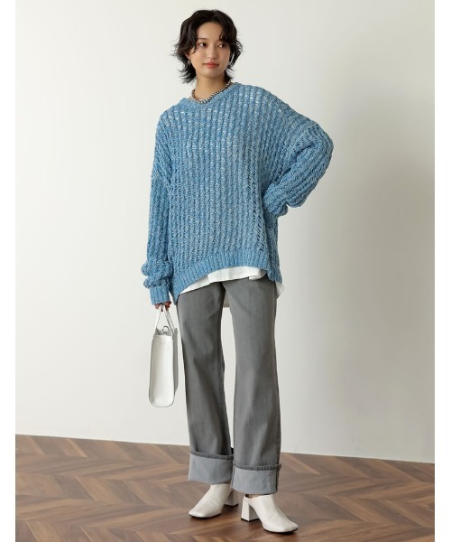 Re:EDIT（リエディ）の「ストレッチリサイクルロールアップデニム（デニムパンツ・レディース・グレー/ネイビー/ブルー・SHORT/LARGE/MEDIUM/TALL）」の7枚目の写真