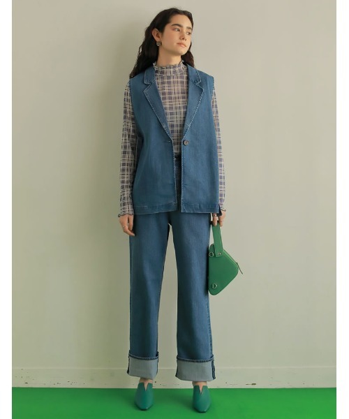 Re:EDIT（リエディ）の「ストレッチリサイクルロールアップデニム（デニムパンツ・レディース・グレー/ネイビー/ブルー・SHORT/LARGE/MEDIUM/TALL）」の11枚目の写真