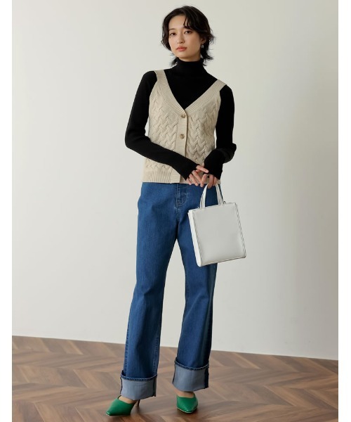 Re:EDIT（リエディ）の「ストレッチリサイクルロールアップデニム（デニムパンツ・レディース・グレー/ネイビー/ブルー・SHORT/LARGE/MEDIUM/TALL）」の15枚目の写真