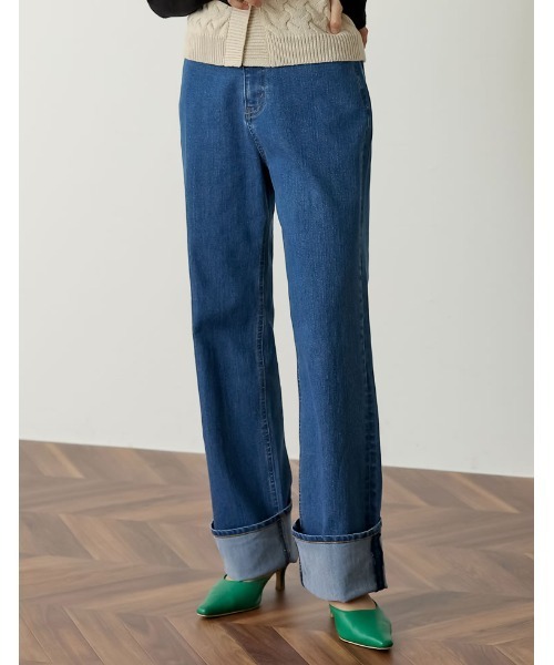 Re:EDIT（リエディ）の「ストレッチリサイクルロールアップデニム（デニムパンツ・レディース・グレー/ネイビー/ブルー・SHORT/LARGE/MEDIUM/TALL）」の14枚目の写真