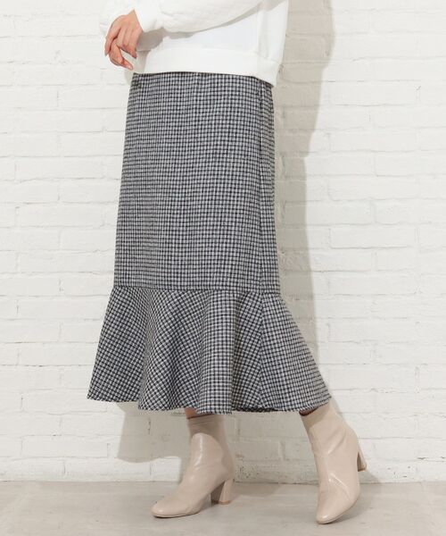 Cutie Blonde（キューティーブロンド）の「◆【S-L】チェック柄マーメイドスカート（スカート・レディース・ブラック系1/黄緑系2・01/02/03）」の2枚目の写真