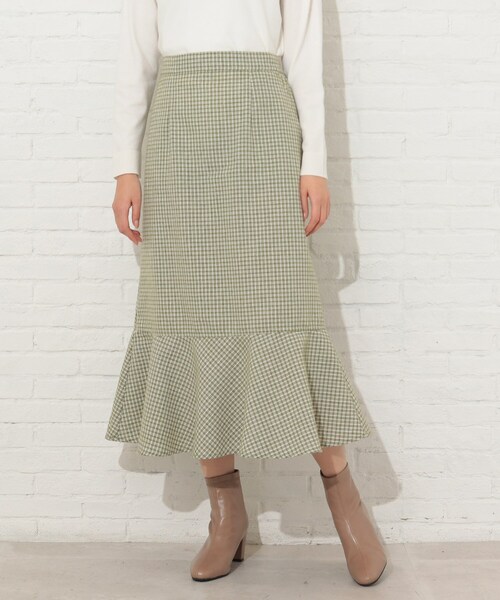 Cutie Blonde（キューティーブロンド）の「◆【S-L】チェック柄マーメイドスカート（スカート・レディース・ブラック系1/黄緑系2・01/02/03）」の17枚目の写真