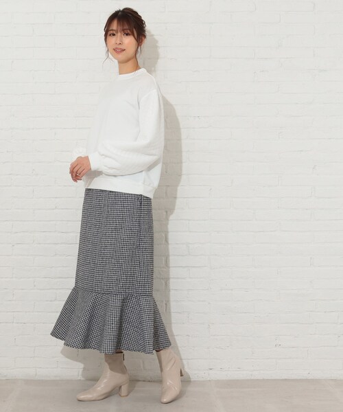 Cutie Blonde（キューティーブロンド）の「◆【S-L】チェック柄マーメイドスカート（スカート・レディース・ブラック系1/黄緑系2・01/02/03）」の21枚目の写真
