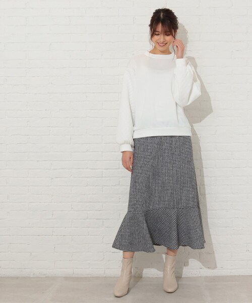 Cutie Blonde（キューティーブロンド）の「◆【S-L】チェック柄マーメイドスカート（スカート・レディース・ブラック系1/黄緑系2・01/02/03）」の6枚目の写真