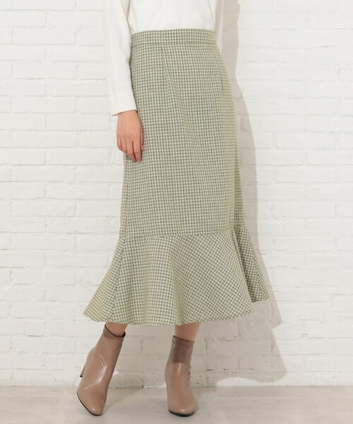 Cutie Blonde（キューティーブロンド）の「◆【S-L】チェック柄マーメイドスカート（スカート・レディース・ブラック系1/黄緑系2・01/02/03）」の10枚目の写真