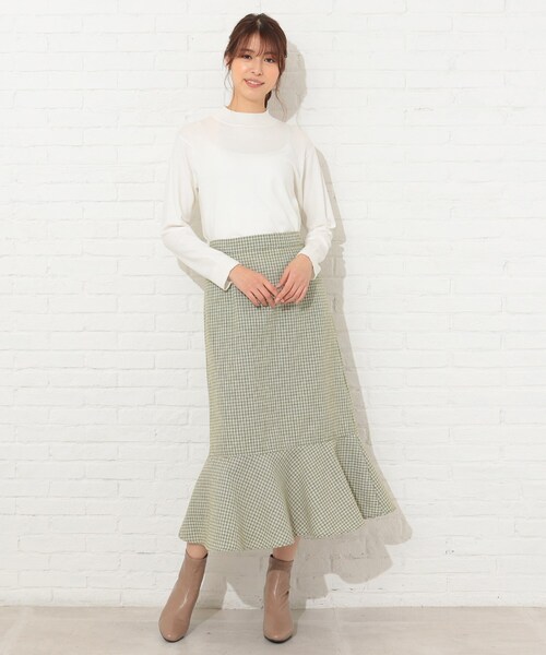 Cutie Blonde（キューティーブロンド）の「◆【S-L】チェック柄マーメイドスカート（スカート・レディース・ブラック系1/黄緑系2・01/02/03）」の16枚目の写真