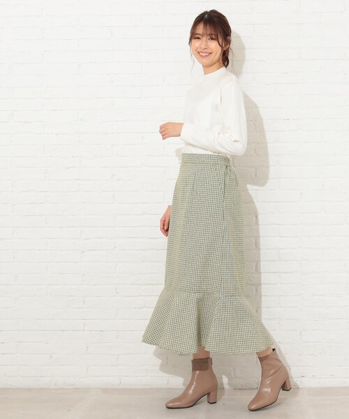 Cutie Blonde（キューティーブロンド）の「◆【S-L】チェック柄マーメイドスカート（スカート・レディース・ブラック系1/黄緑系2・01/02/03）」の13枚目の写真