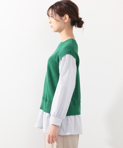 DRESKIP（ドレスキップ）の「◆ニットベストレイヤード風プルオーバー（Tシャツ/カットソー・レディース・グリーン/サンドベージュ/グレー/ブラック・03/02/04）」の6枚目の写真