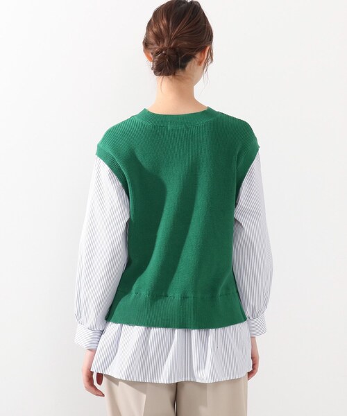 DRESKIP（ドレスキップ）の「◆ニットベストレイヤード風プルオーバー（Tシャツ/カットソー・レディース・グリーン/サンドベージュ/グレー/ブラック・03/02/04）」の7枚目の写真