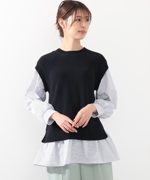 DRESKIP（ドレスキップ）の「◆ニットベストレイヤード風プルオーバー（Tシャツ/カットソー・レディース・グリーン/サンドベージュ/グレー/ブラック・03/02/04）」の16枚目の写真