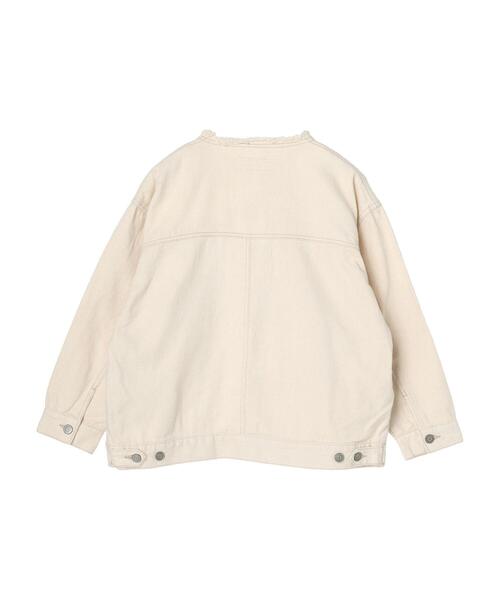 Green Parks(グリーンパークス)の「ノーカラーデニムジャケット*(ブルゾン・レディース・ホワイト系その他2/インディゴブルー/ワンウォッシュ・FREE)」の10枚目の写真