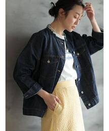 Green　Parks | ノーカラーデニムジャケット＊(ブルゾン)