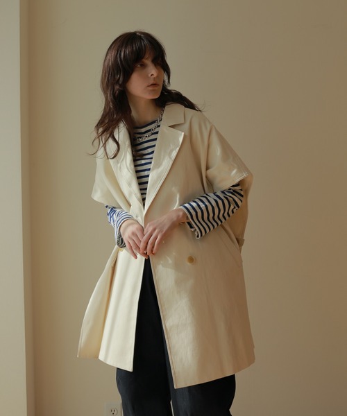 ReNorm(リノーム)の「ビックシルエット2WAYコート(ステンカラーコート・レディース・アイボリー/ベージュ/グレー・フリー)」の11枚目の写真