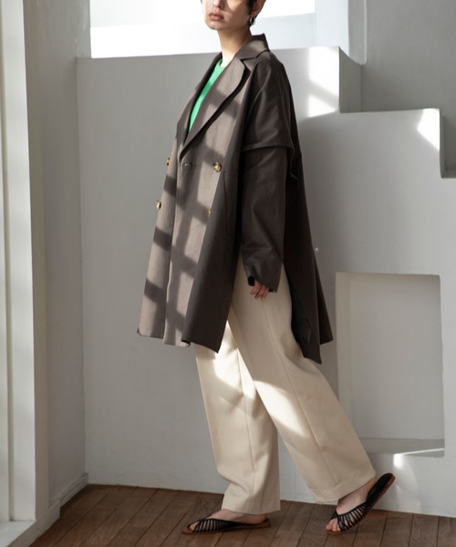 ReNorm(リノーム)の「ビックシルエット2WAYコート(ステンカラーコート・レディース・アイボリー/ベージュ/グレー・フリー)」の12枚目の写真