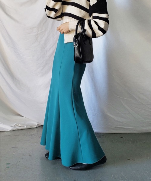 me+em select（ミームセレクト）の「※【 新色追加／９色展開 】ハイウエストカラーロングマーメイドスカート（スカート・レディース・ブルー/イエロー系その他/グリーン/アイボリー/オレンジ/ブラック/ダークグリーン/パープル/ラベンダー・MEDIUM）」の19枚目の写真