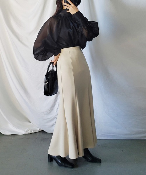 me+em select（ミームセレクト）の「※【 新色追加／９色展開 】ハイウエストカラーロングマーメイドスカート（スカート・レディース・ブルー/イエロー系その他/グリーン/アイボリー/オレンジ/ブラック/ダークグリーン/パープル/ラベンダー・MEDIUM）」の16枚目の写真