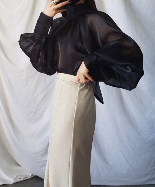 me+em select（ミームセレクト）の「※【 新色追加／９色展開 】ハイウエストカラーロングマーメイドスカート（スカート・レディース・ブルー/イエロー系その他/グリーン/アイボリー/オレンジ/ブラック/ダークグリーン/パープル/ラベンダー・MEDIUM）」の18枚目の写真