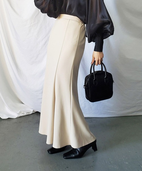 me+em select（ミームセレクト）の「※【 新色追加／９色展開 】ハイウエストカラーロングマーメイドスカート（スカート・レディース・ブルー/イエロー系その他/グリーン/アイボリー/オレンジ/ブラック/ダークグリーン/パープル/ラベンダー・MEDIUM）」の15枚目の写真