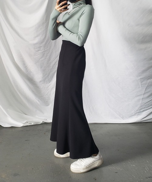 me+em select（ミームセレクト）の「※【 新色追加／９色展開 】ハイウエストカラーロングマーメイドスカート（スカート・レディース・ブルー/イエロー系その他/グリーン/アイボリー/オレンジ/ブラック/ダークグリーン/パープル/ラベンダー・MEDIUM）」の14枚目の写真