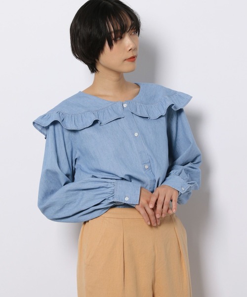 LAKOLE（ラコレ）の「ラッフルカラーデニムブラウス / 272739（シャツ/ブラウス・レディース・ブラック/グレー/クリアブルー・SMALL/MEDIUM）」の18枚目の写真