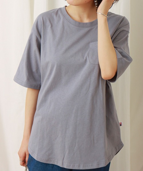 libelle more（リベル モア）の「USAコットン　ポケット付きビッグTシャツ（Tシャツ/カットソー・レディース・ブラック/オフホワイト/カーキ/サックスブルー/モカ/チャコール・M）」の6枚目の写真