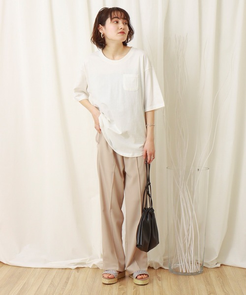 libelle more（リベル モア）の「USAコットン　ポケット付きビッグTシャツ（Tシャツ/カットソー・レディース・ブラック/オフホワイト/カーキ/サックスブルー/モカ/チャコール・M）」の10枚目の写真