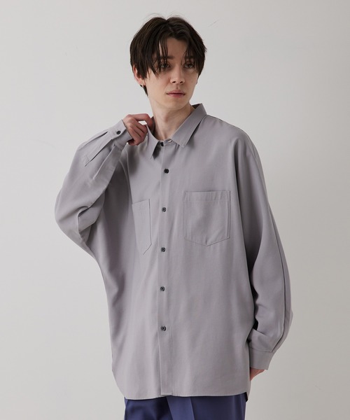 JUNRED（ジュンレッド）の「ドレープテクスチャードルマンビッグシャツ（シャツ/ブラウス・メンズ・ライトグレー/ブラック/ブルー系その他4・S/M/L）」の3枚目の写真