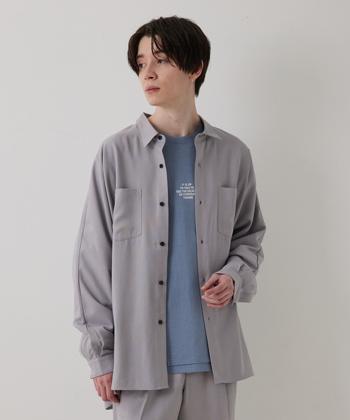 JUNRED（ジュンレッド）の「ドレープテクスチャードルマンビッグシャツ（シャツ/ブラウス・メンズ・ライトグレー/ブラック/ブルー系その他4・S/M/L）」の9枚目の写真