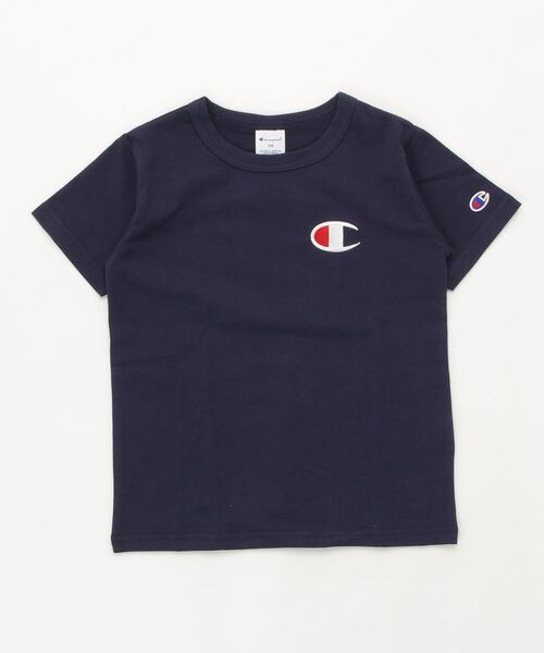 Champion（チャンピオン）の「チャンピオン  チャンピオン ミドルCロゴ刺繍Tシャツ_Champion SHORT SLEEVE T-SHIRT（Tシャツ/カットソー・キッズ・ブラック/ベージュ/ペールイエロー/ラベンダー/ホワイト/グリーン/ネイビー・120cm/140cm/150cm/110cm/100cm/160cm/130cm/90cm）」の5枚目の写真