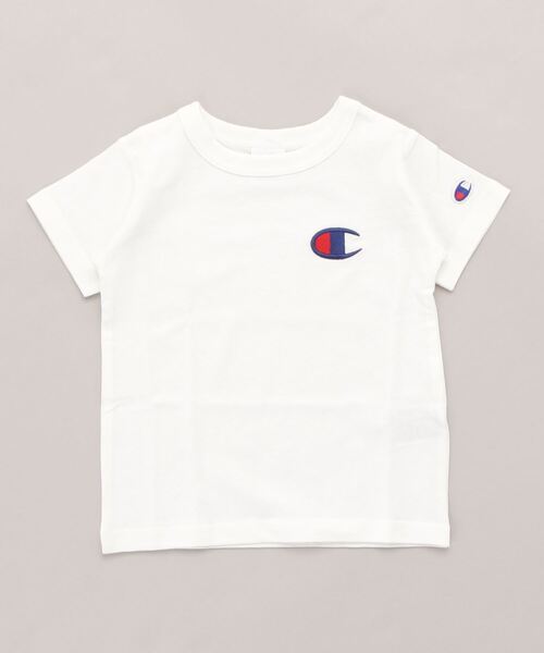 Champion（チャンピオン）の「チャンピオン  チャンピオン ミドルCロゴ刺繍Tシャツ_Champion SHORT SLEEVE T-SHIRT（Tシャツ/カットソー・キッズ・ブラック/ベージュ/ペールイエロー/ラベンダー/ホワイト/グリーン/ネイビー・120cm/140cm/150cm/110cm/100cm/160cm/130cm/90cm）」の2枚目の写真