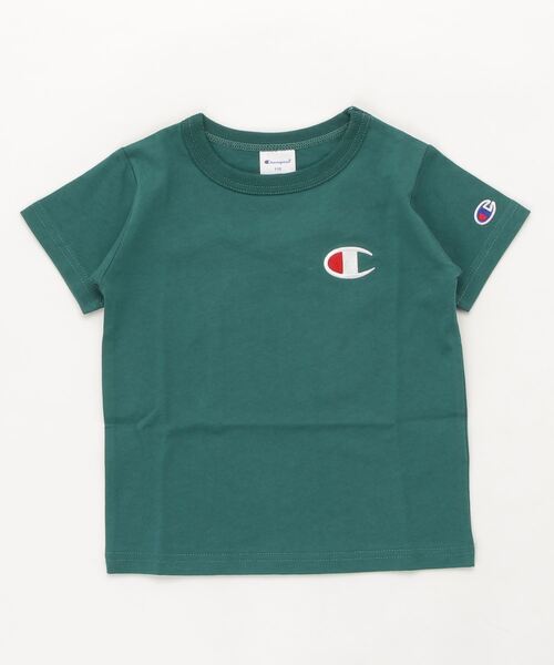 Champion（チャンピオン）の「チャンピオン  チャンピオン ミドルCロゴ刺繍Tシャツ_Champion SHORT SLEEVE T-SHIRT（Tシャツ/カットソー・キッズ・ブラック/ベージュ/ペールイエロー/ラベンダー/ホワイト/グリーン/ネイビー・120cm/140cm/150cm/110cm/100cm/160cm/130cm/90cm）」の4枚目の写真