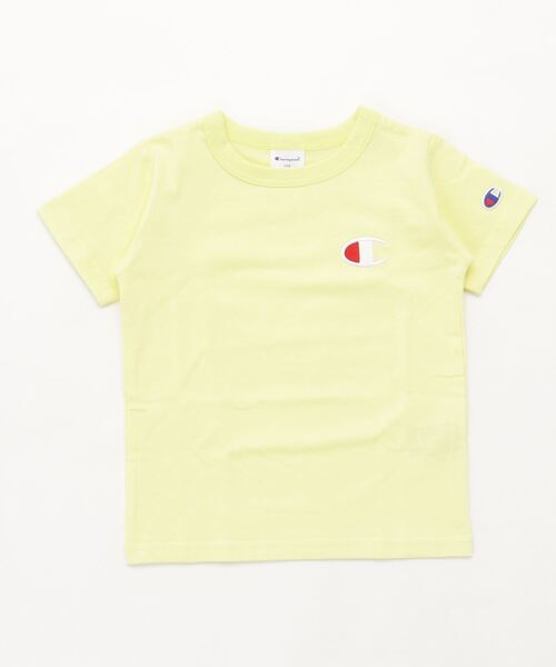 Champion（チャンピオン）の「チャンピオン  チャンピオン ミドルCロゴ刺繍Tシャツ_Champion SHORT SLEEVE T-SHIRT（Tシャツ/カットソー・キッズ・ブラック/ベージュ/ペールイエロー/ラベンダー/ホワイト/グリーン/ネイビー・120cm/140cm/150cm/110cm/100cm/160cm/130cm/90cm）」の7枚目の写真