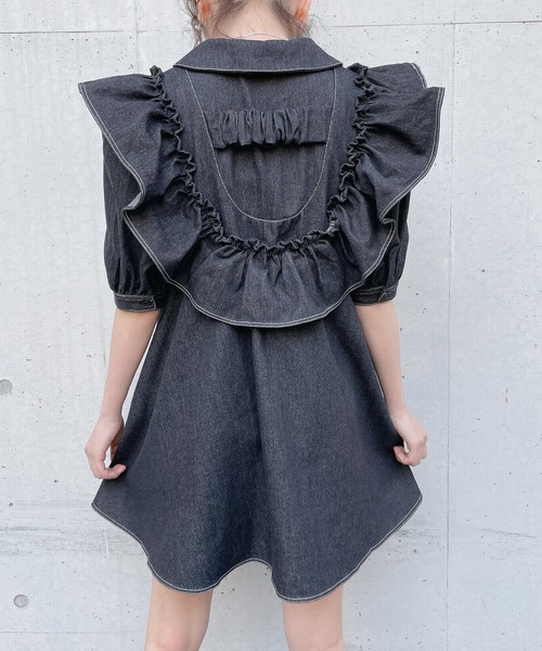 PAIN（ペイン）の「フリルデニムワンピース（ワンピース・レディース・ホワイト/ブラック/インディゴブルー・FREE）」の21枚目の写真